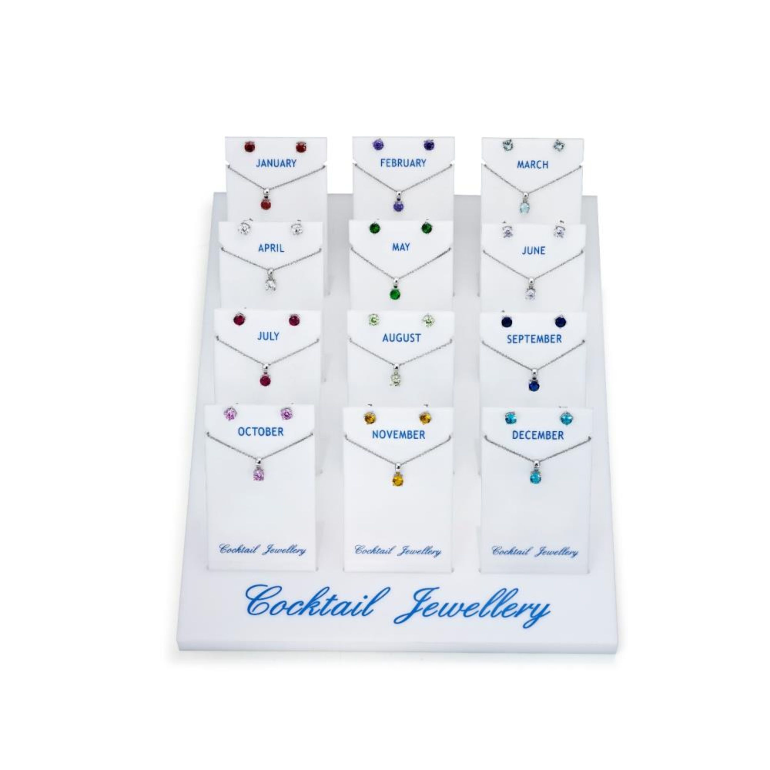 Picture of 4 CLAW BIRTHSTONE SET Inc.'sEARRINGS & PENDANTS with chains